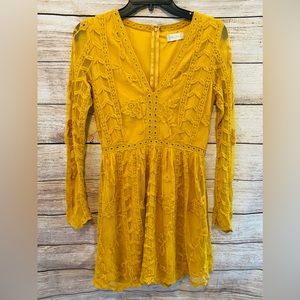 Altar’d State Tabatha Mustard/Yellow mini dress size small